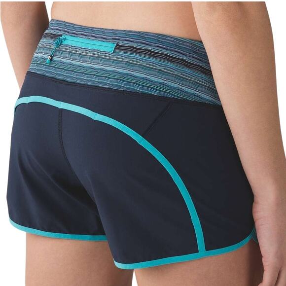 Lululemon Run Times Short 4-way Stretch 4" Inkwell Peacock Blue Women Size 4 NWT - Picture 3 of 11